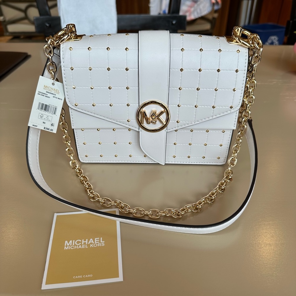 Michael Kors White Gold Quilted Purse